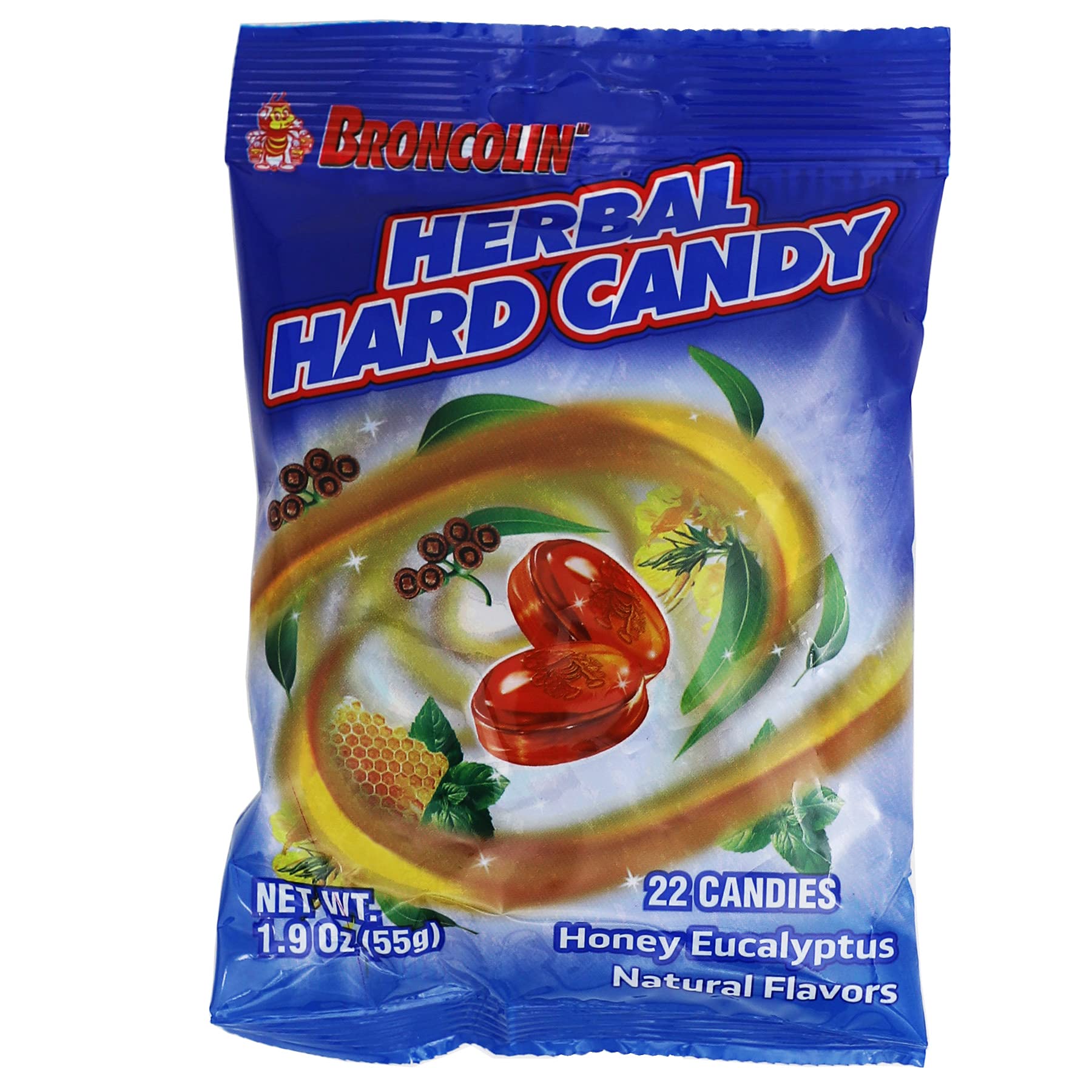 Broncolin Candy Drops Herbal Extracts, Ecalyptus Flavor, 6-Pack of 22 Drops Each, 6 Bags
