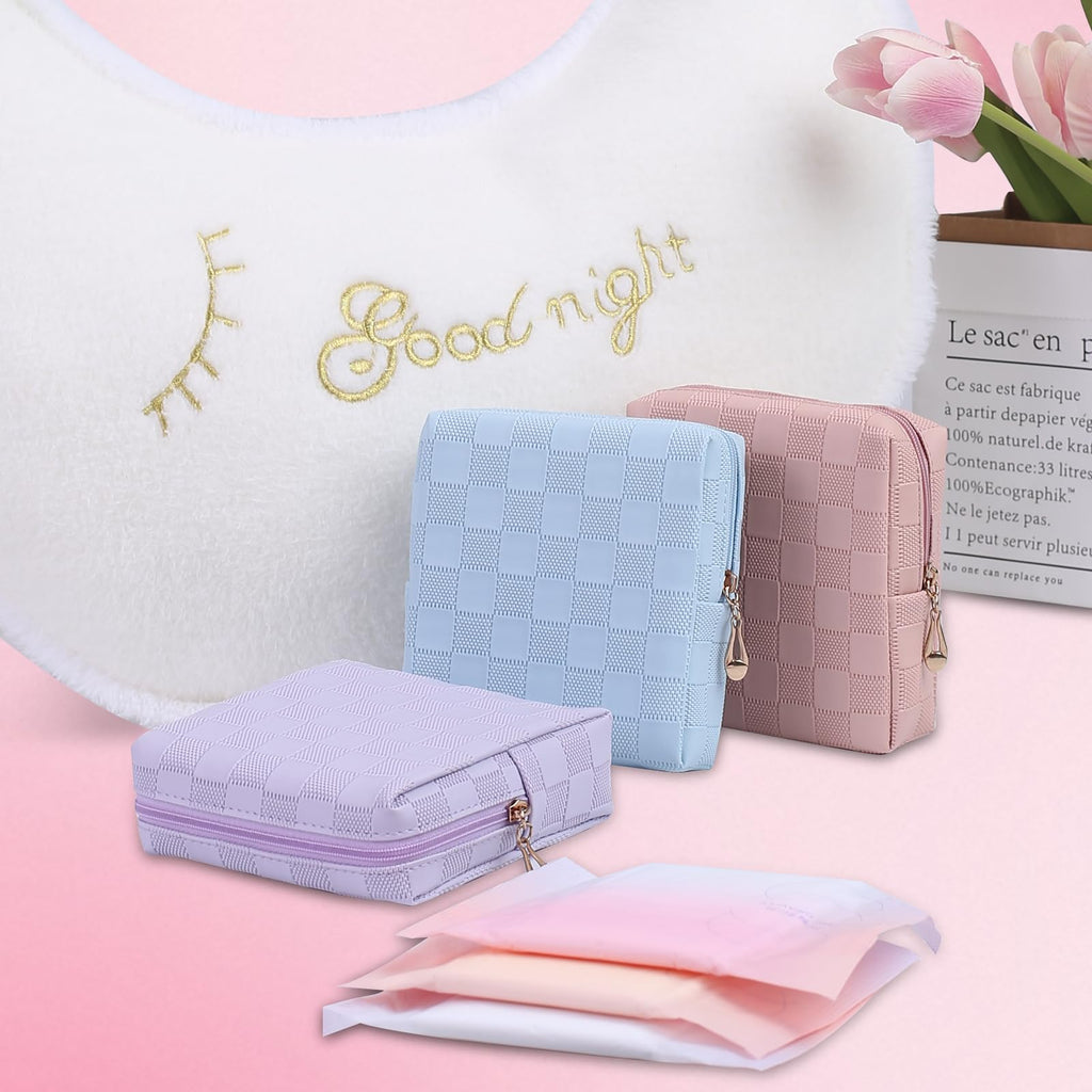 Teircno Period Bag for Women Girls | PU Leather Sanitary Napkin Storage Bag | Cute Pads Bags for Period | Discreet Menstrual Pou
