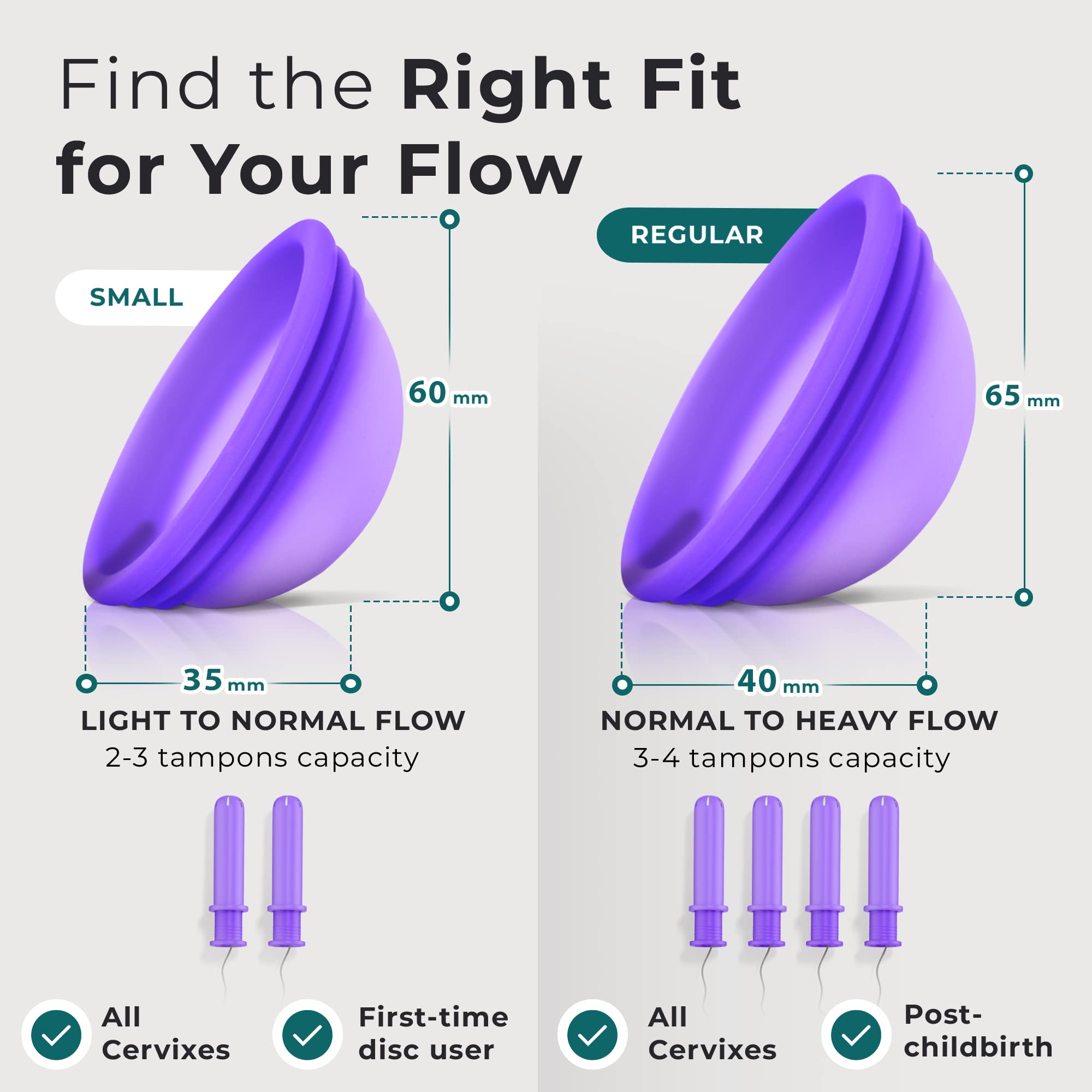 CareCup Reusable Menstrual Disc - Set of 2 Menstrual Cup - Soft Period Disc for Women Designed with Flexible, Medical-Grade Sili