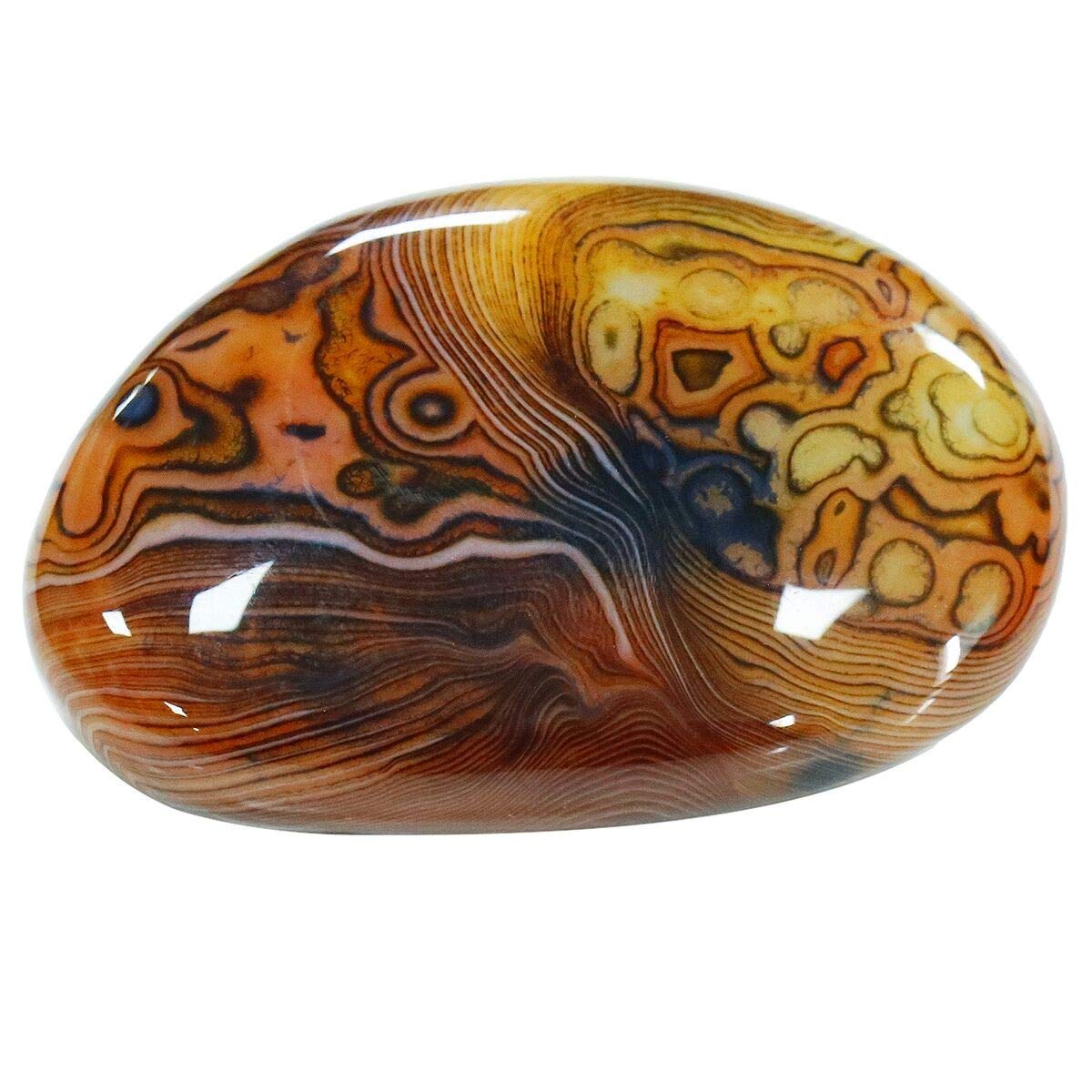 SUNYIK Natural Banded Agate Palm Stones Worry Pocket Stone, Polished Irregular Shaped Sphere Decortarion 1.5-2