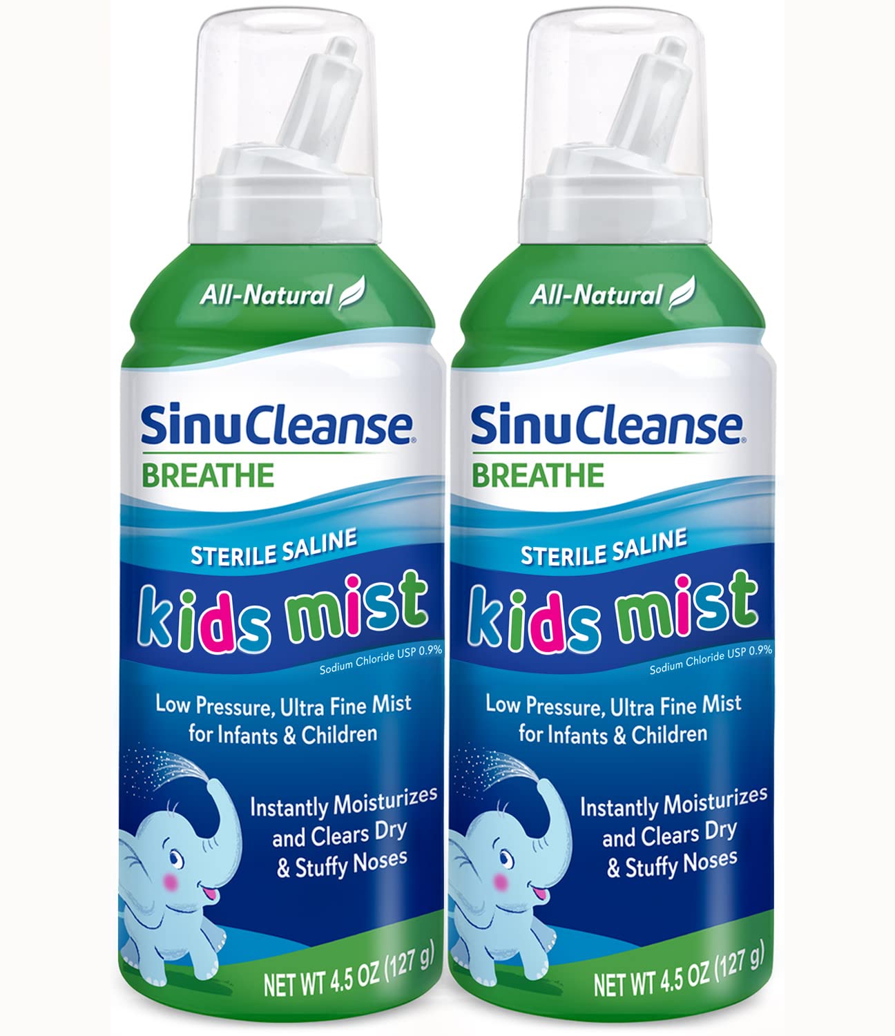 SinuCleanse Sterile Saline Kids Nasal Spray, Ultra Fine Mist, Instantly Moisturizes Dry, Stuffy Noses, Safe for Newborns & Up, 4