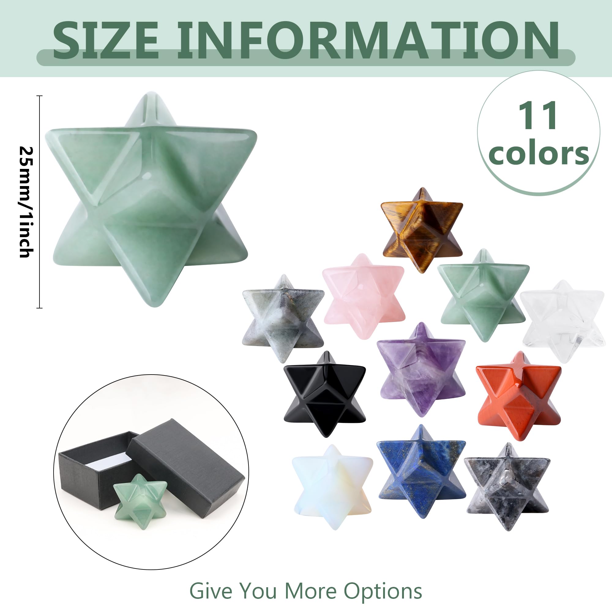 QINJIEJIE Green Aventurine Merkaba Crystal Natural Healing Stones Sacred Meditation Energy Generator 1 Home Decor Protection Cle