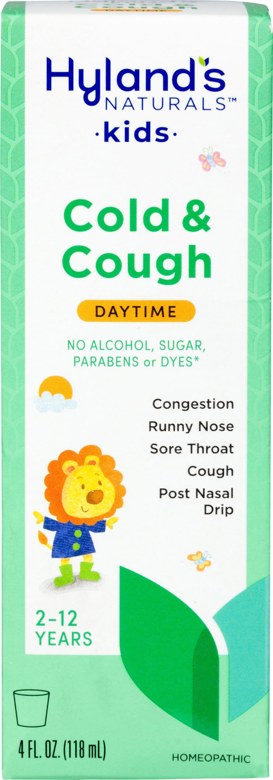 Hylands Naturals Kids Cold & Cough, Daytime Cough Syrup Medicine for Kids Ages 2+, Decongestant, Sore Throat & Allergy Relief, 