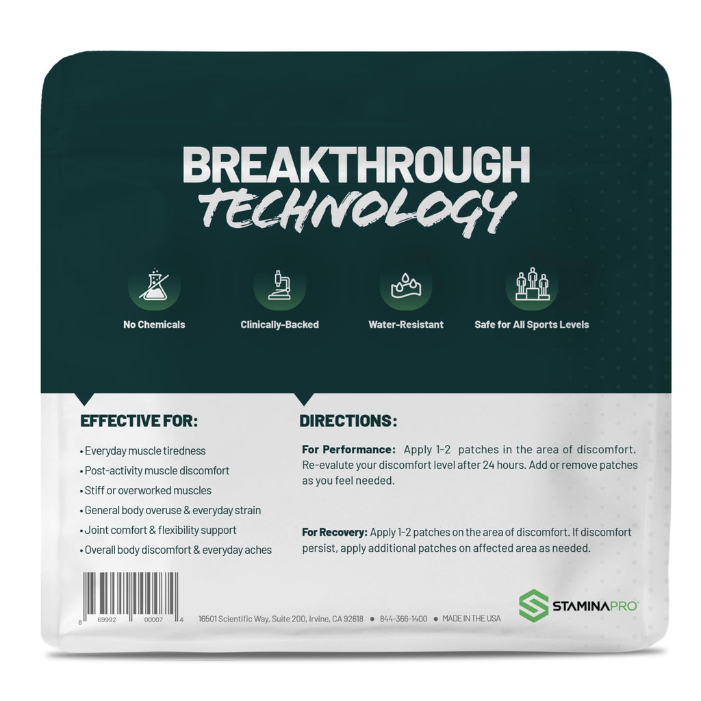 LUMINAS STAMINAPRO Patch - Water-Resistant Athletic Adhesive, Electroceutical Relief - Versatile Active Comfort, Long Lasting -