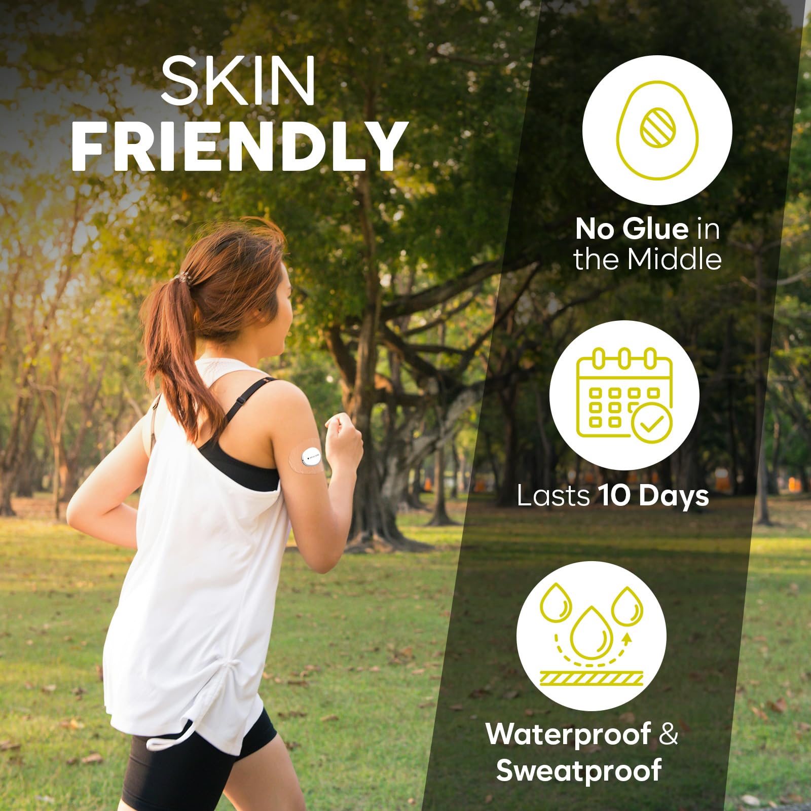Adamson Dexcom G7 Over Patches Waterproof - 20 Clear Adhesive Patches - Transparent CGM Covers No Glue on Sensor - Strong Hold -