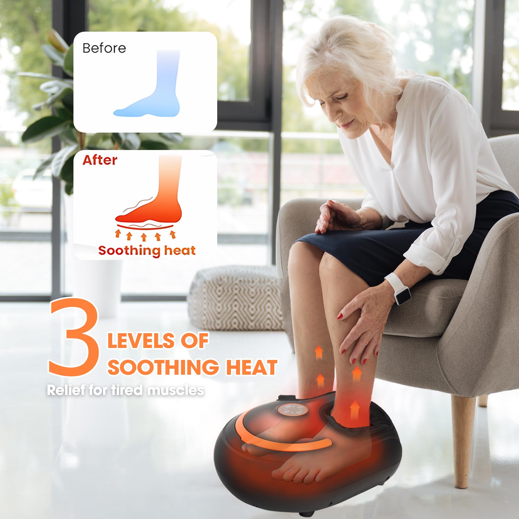 Wedpun Foot Massager with Heat Shiatsu Foot Massager with Remote Deep Kneading Relief for Tired Electric Feet Massage Machine fo