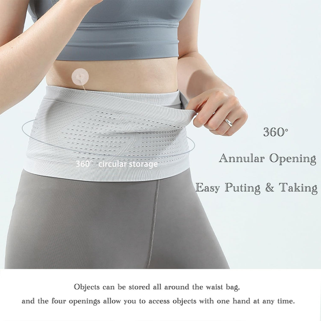 AKIZUKI JOO Diabetic Waist Belt, Insulin Pump Belt with 4 Large Pockets - Breathable, GREY, MEDIUM