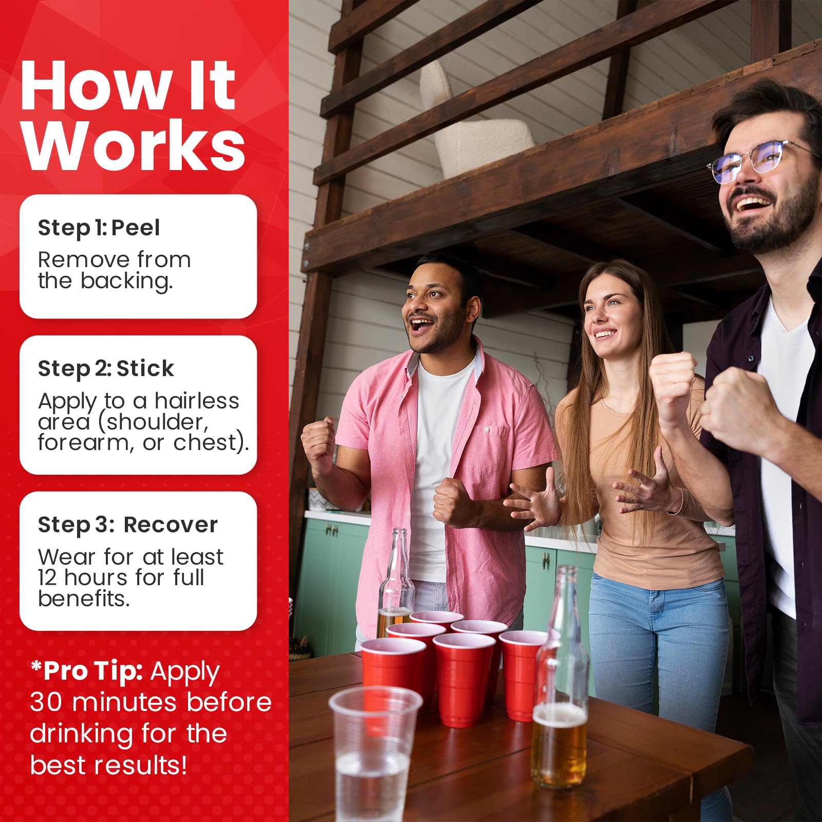 Sneaky Booze Happy Hour Aid Patches Party Hydration Drinking Recovery Patch Long-Lasting Natural Formula Better Mornings After N