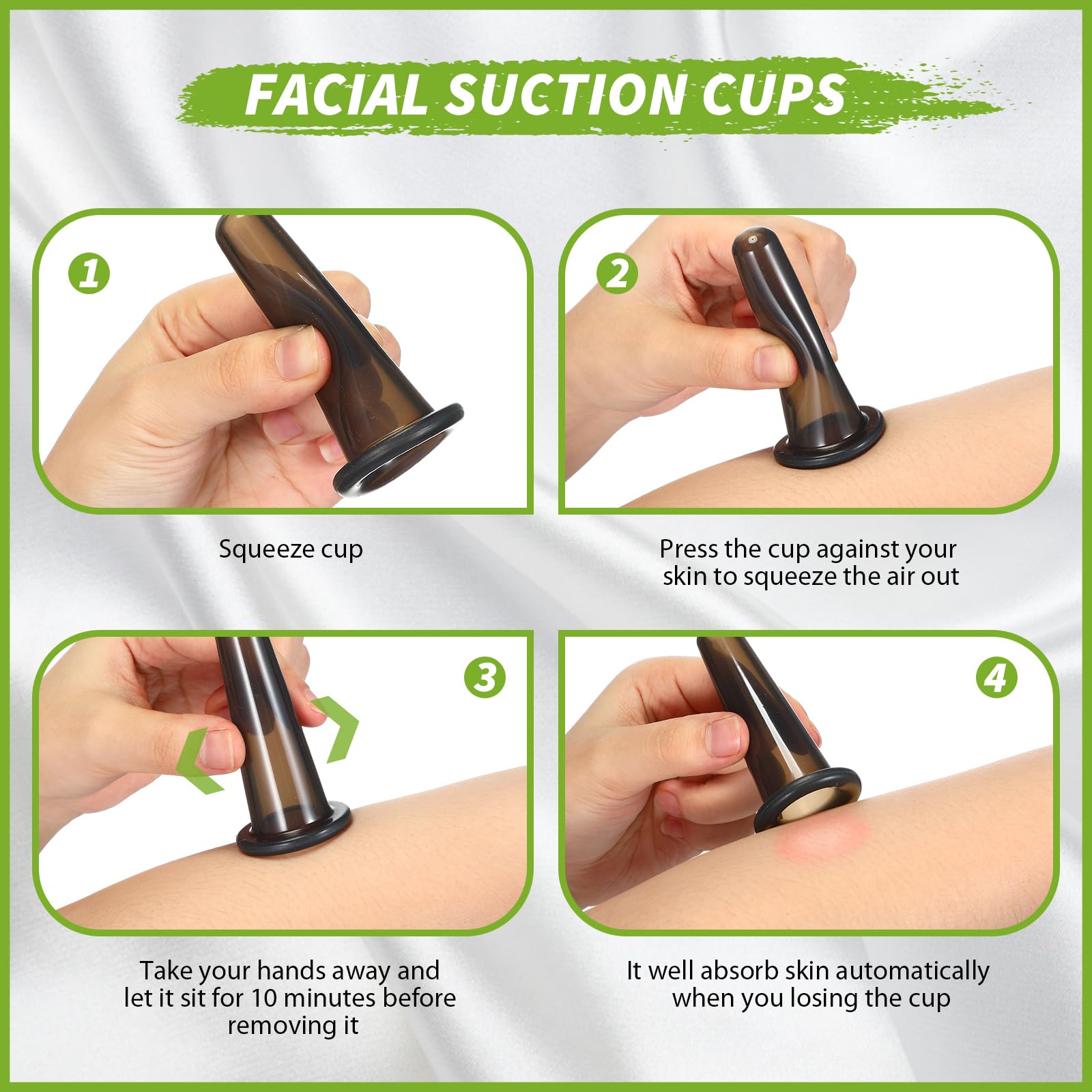 Threlaco 4 Pcs Face Cupping Set, Facial Cupping Set for Face and Eye Massage, Silicone Massage Vacuum Anti Aging Beauty Tool Fac
