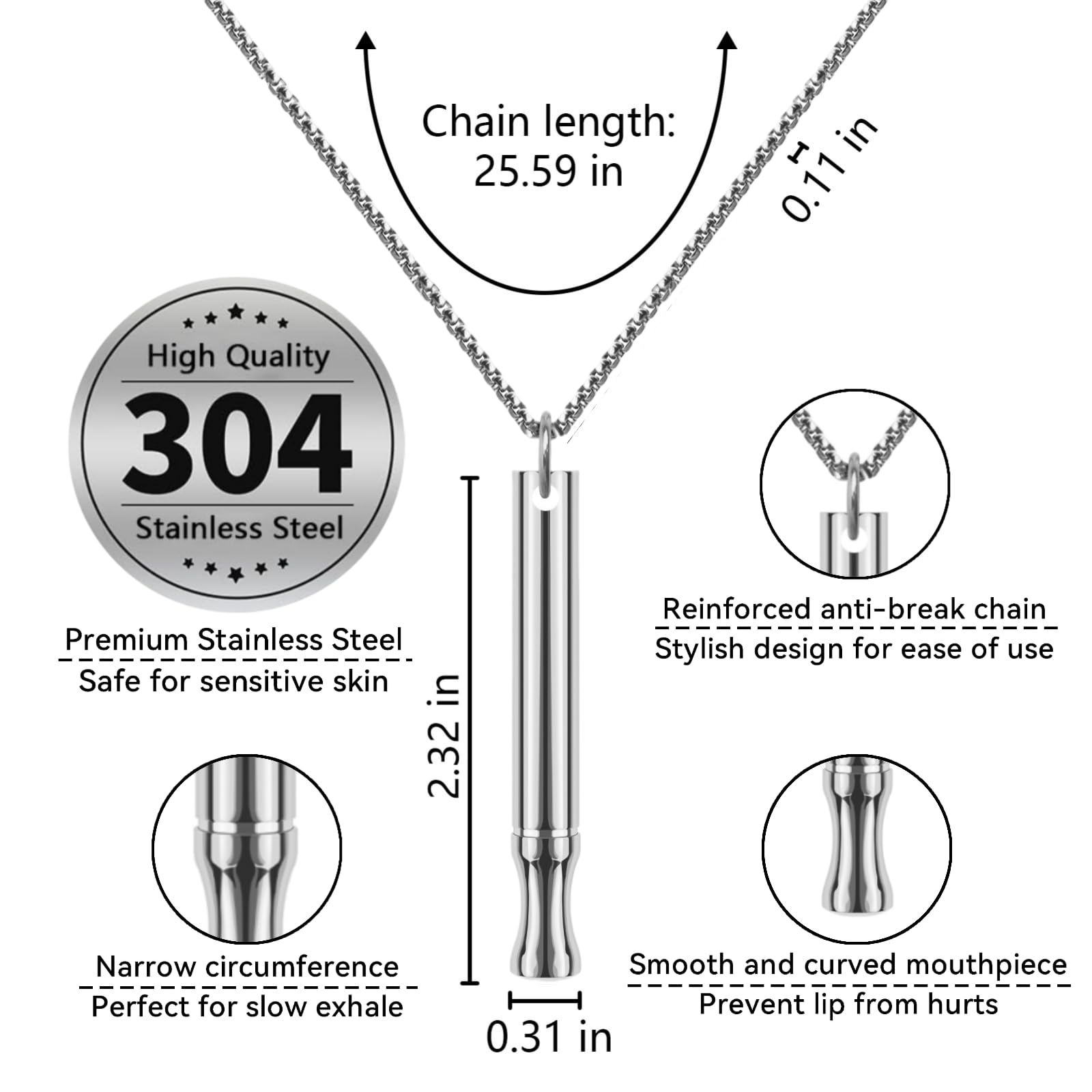 AD ADASTONE Breathing Necklace to Quit Smoking and Vaping with Refillable Mint Pods Stop Smoking Aids Fidget Necklace Smokeless