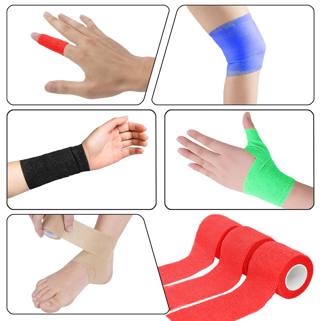 Twavang 6 Pack 2 Inches Self Adhesive Bandage Wrap Breathable Cohesive Bandage Elastic Tape for Pets, Athletic, Sports, Wrist, K