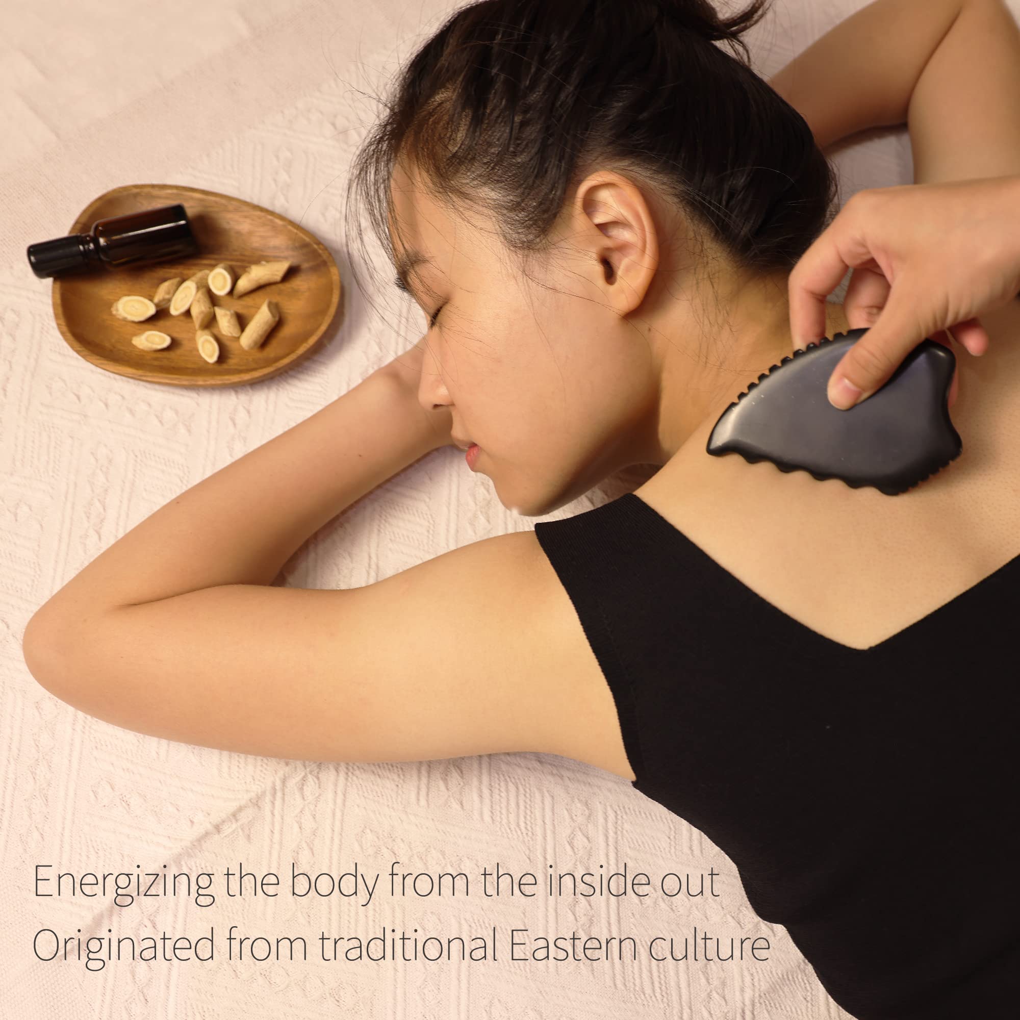 tophld Gua Sha Facial Tools, Natural Bian Stone Gua Sha Jade Massage Tool, Body Gua Sha Stone with Comb, Large GuaSha Set for Tr