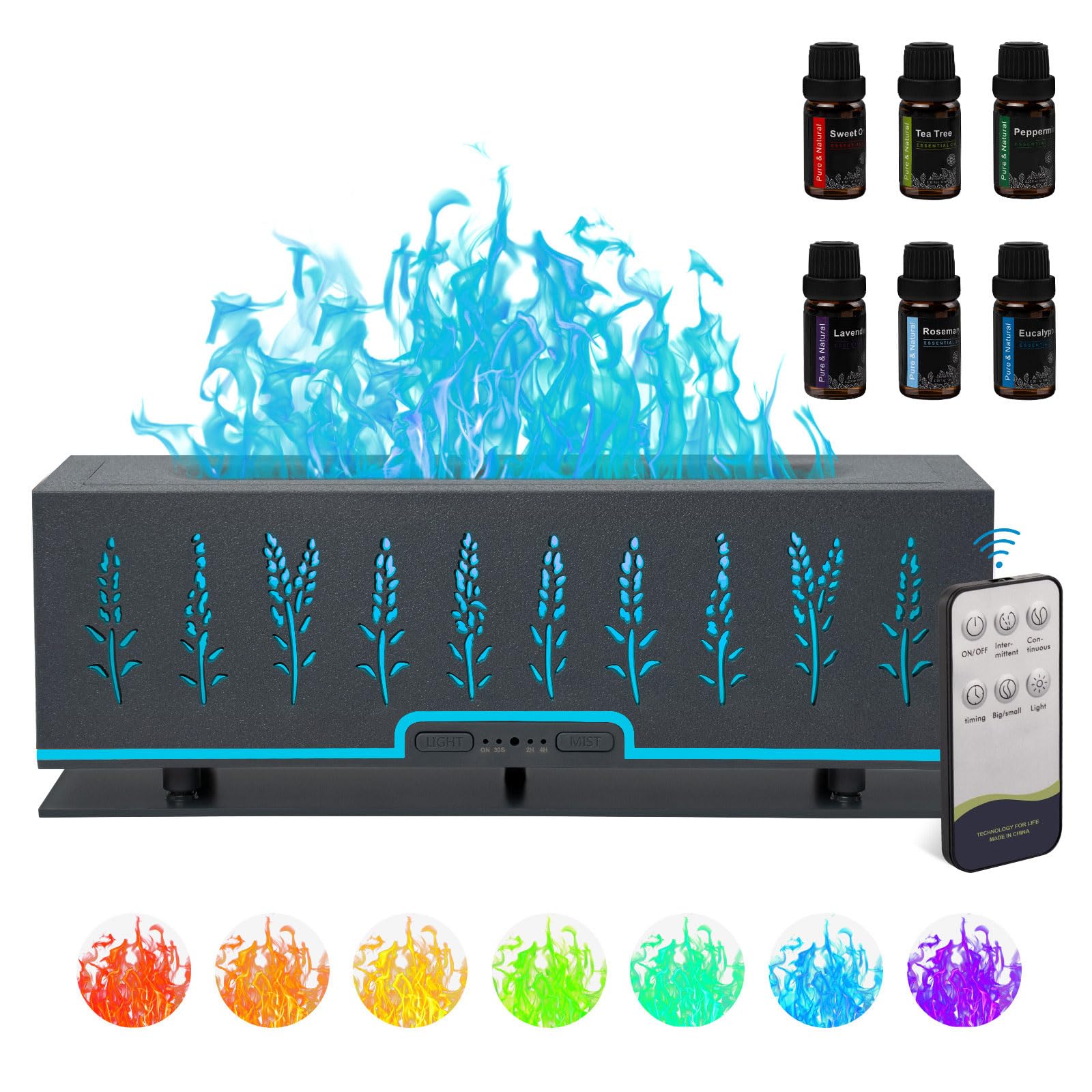 WENPHONE Colorful Essential Oil Diffuser, Flame Oil Diffuser, 7 Colors Changing Oil Aromatherapy Diffuser, 200ml Cool Mist Ultra