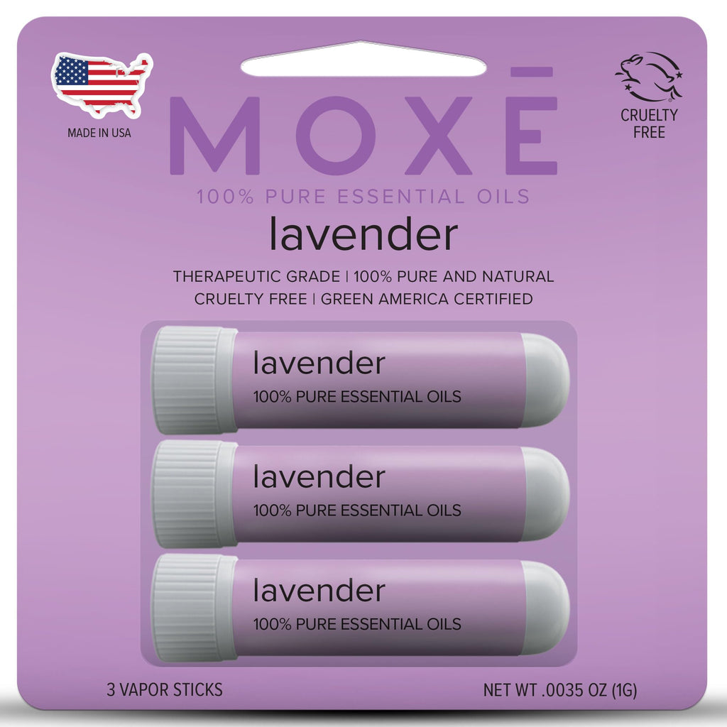 MOXE Lavender Essential Oil Nasal Inhaler, Therapeutic No-Mess Aromatherapy, Relaxation, Naturally Calming, Before Sleep Routine