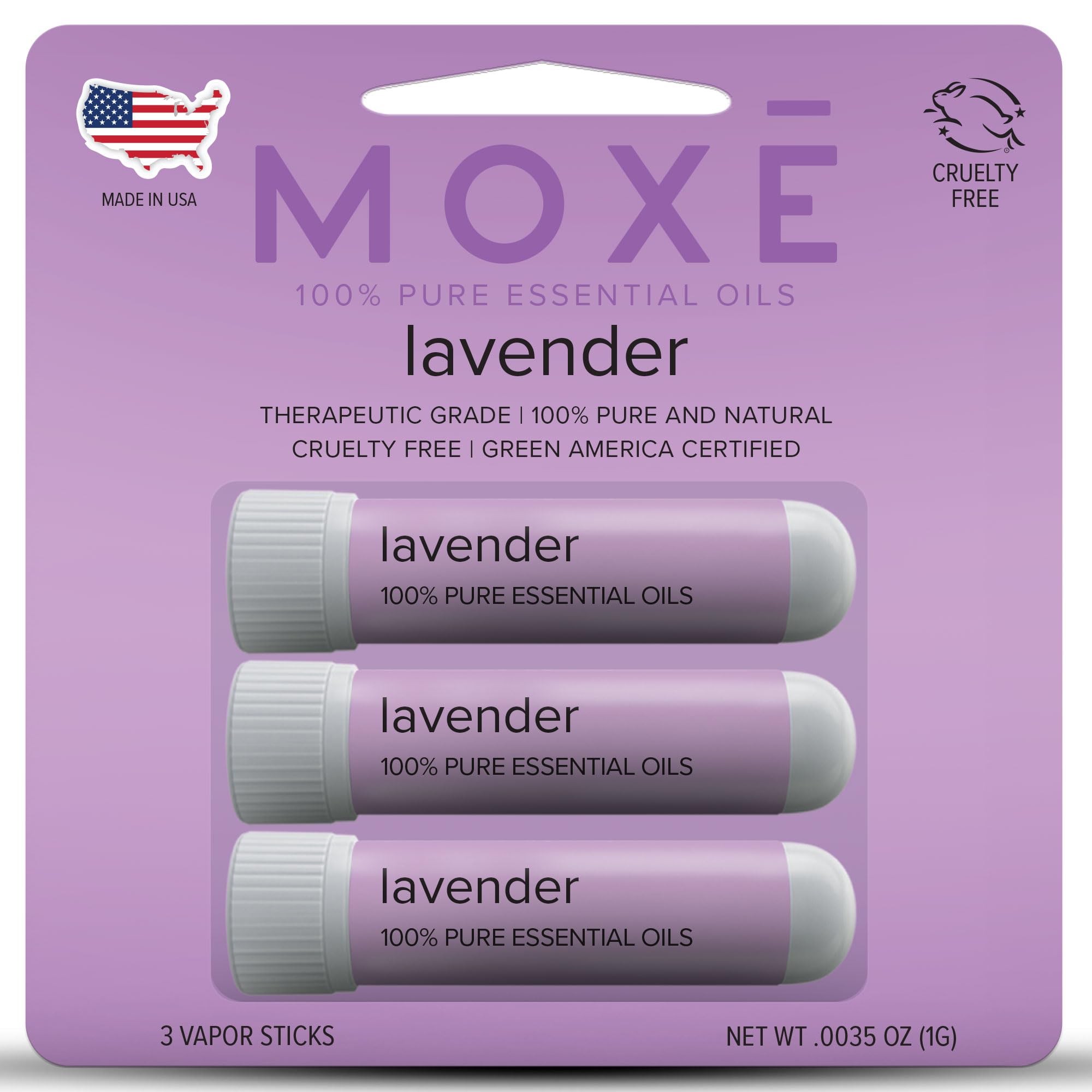 MOXE Lavender Essential Oil Nasal Inhaler, Therapeutic No-Mess Aromatherapy, Relaxation, Naturally Calming, Before Sleep Routine
