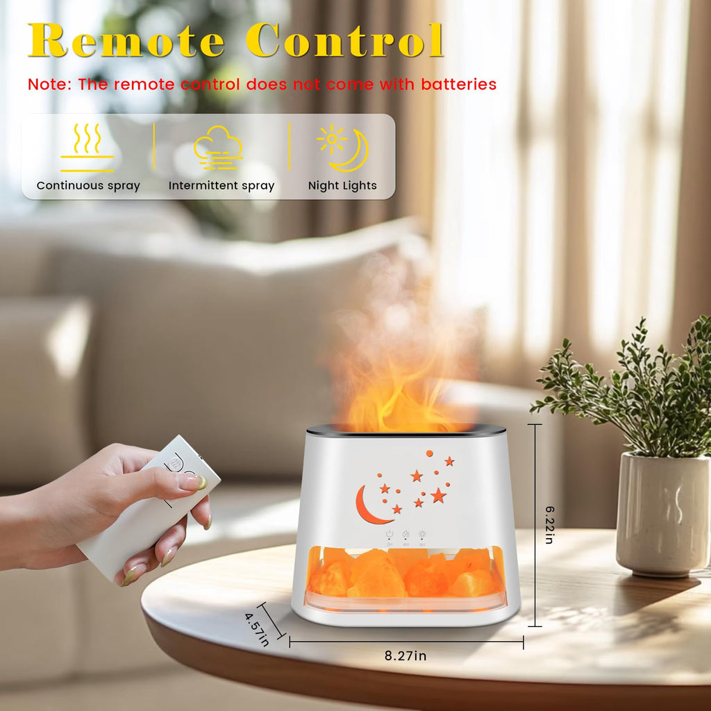 HEEYCEM 260ml Essential Oil Diffuser & Himalayan Salt Lamp with Remote Control, 8 LED Colors, Timer & Auto-Off Cool Mist Humidif