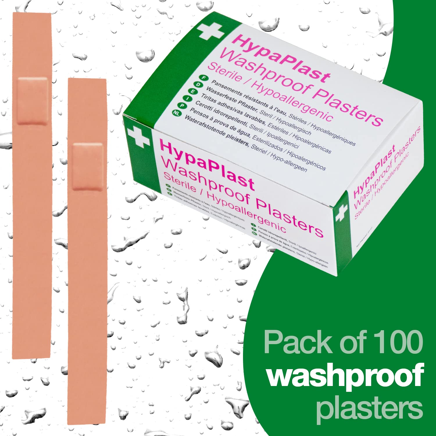 HypaPlast Pink Washproof Plasters, Finger Extension (Pack of 40)