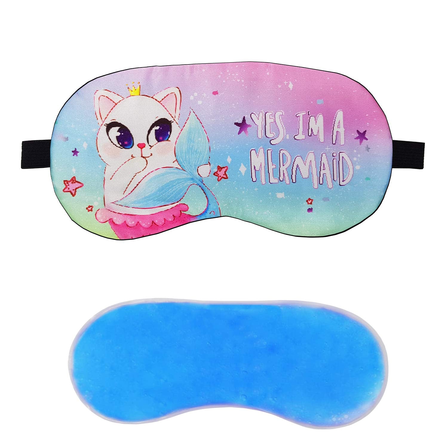 Jenna Sleep Eye Mask With Super Smooth And Adjustable Strap Super Soft & Cozy, Blindfold And Travelling (Silk_Mermaid_Multi_Gel