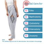 Catheter Pants for Men/Women, Urine Bag Holder with 2 Zippered Side Pockets, Holding 2x2000ml Catheter Bag for Nephrostomy, Fole