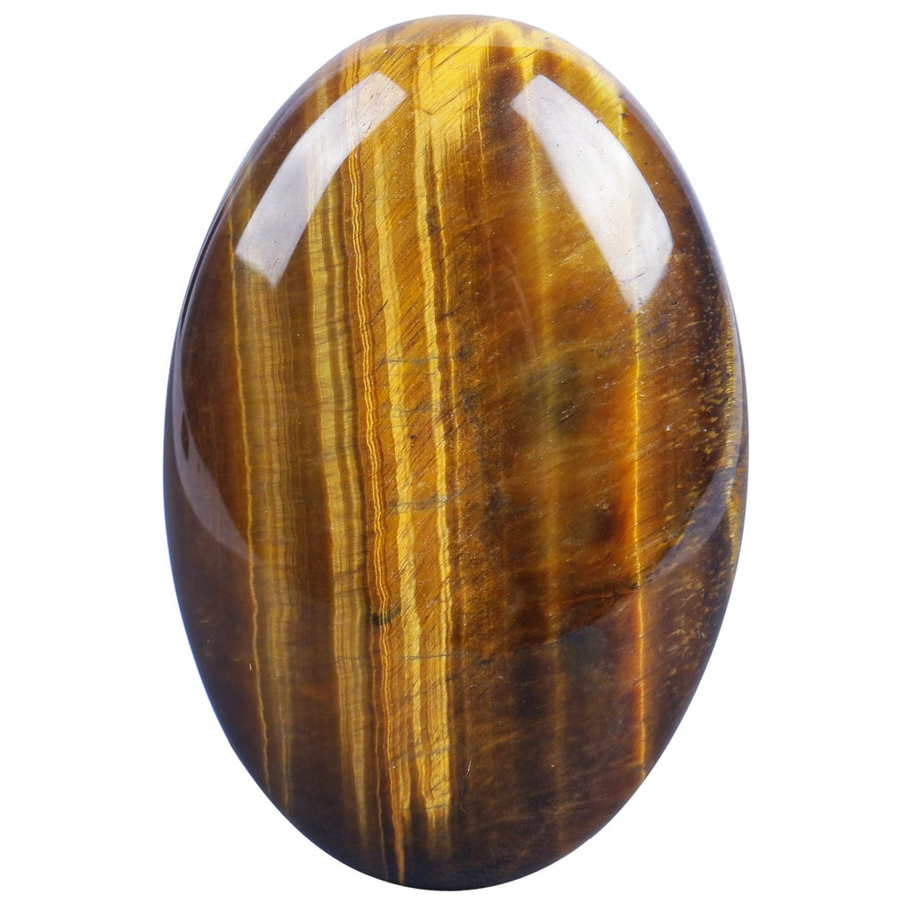 Loveliome Natural Tiger's Eye Oval Polished Worry Stones, Healing Crystal Indoor Fountain Stones Massage Energy Anxiety Relief I