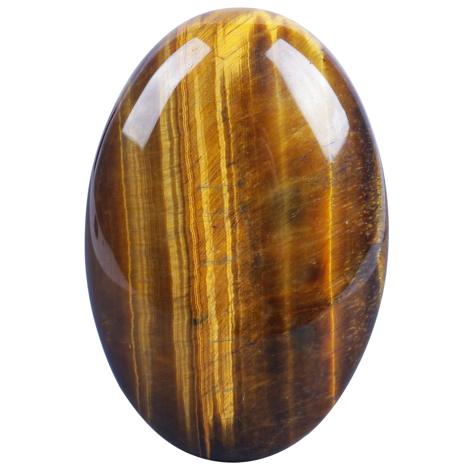 Loveliome Natural Tiger's Eye Oval Polished Worry Stones, Healing Crystal Indoor Fountain Stones Massage Energy Anxiety Relief I