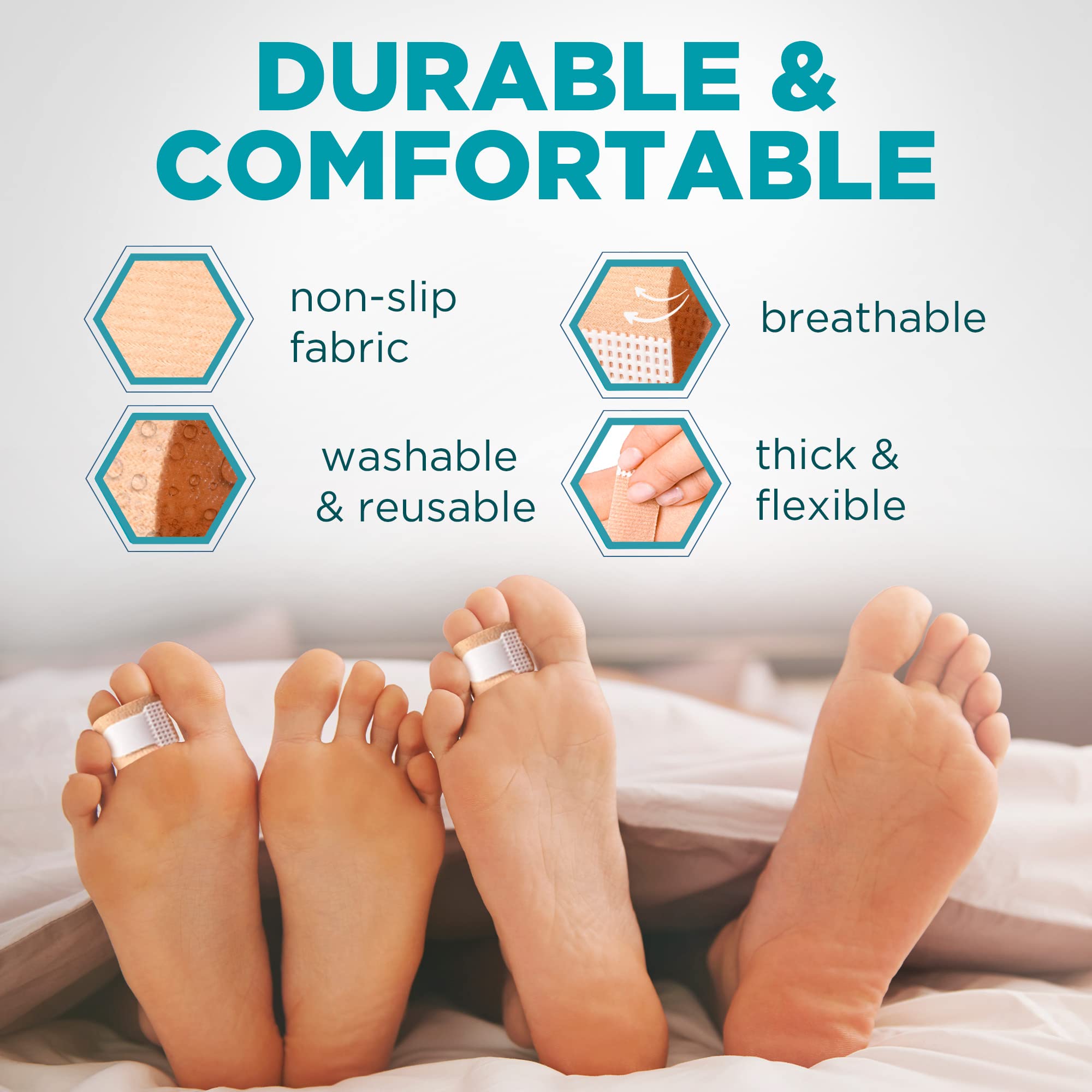 Homergy Hammer Toe Straightener Corrector Splint - 4 Broken Toe Wraps, Brace Orthopedic Separator, Cushioned Bandages, Heal Wrap