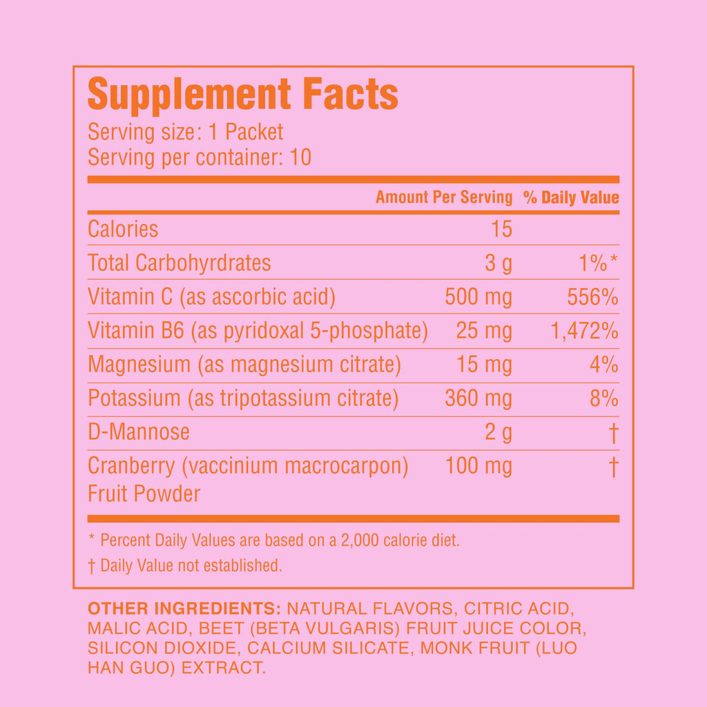 Cheeky Bonsai Bye Bye UTI: Fast Acting UTI Relief Drink Mix with D-Mannose and Cranberry Extract, Urinary Tract Support Health,