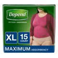 Depend FIT-FLEX Incontinence Underwear for Women, Maximum Absorbency, Tan, X-Large (Pack of 4)
