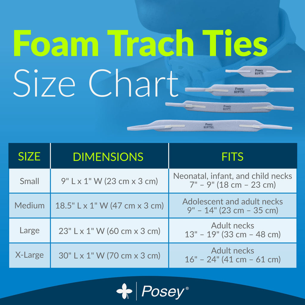 Posey 8197XL Foam Trach Tie, Extra Large, White, Pack of 12