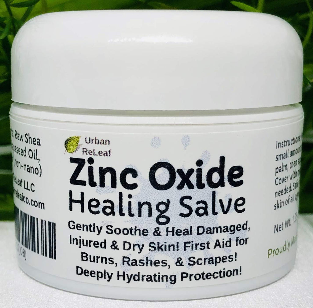 Urban ReLeaf Zinc Oxide Salve ! Gently Soothe & Protect Damaged, Injured & Dry Skin! First Aid, Burns, Rashes, Scrapes! Deeply H