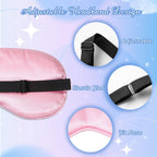 BBTO 4 Pcs Silk Sleep Mask Smooth Soft Eye Mask with Adjustable Shoulder Strap for Women Girl Sleep Shading Travel Relaxation(Pi