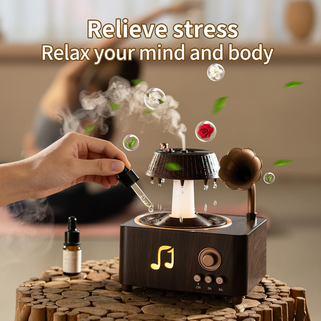 Aromatherapy Diffuser Oil Humidifier with Essential for Home, 250ml Rain Ultrasonic Aroma Diffuser. 7 Colors Light Waterless Aut