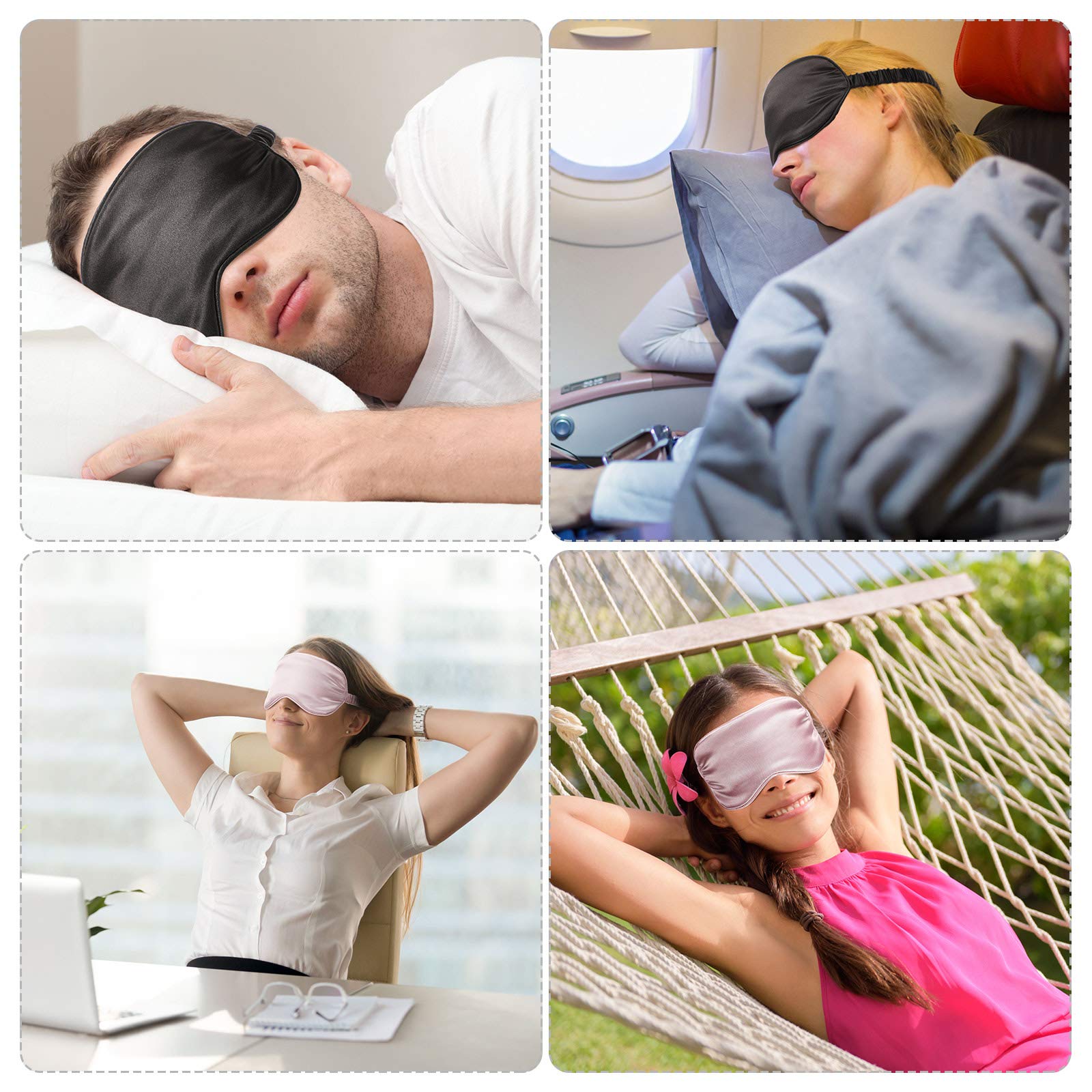 Silk Satin Sleeping Mask Eye Mask Set Include 2 Blindfold Eyeshade Elastic Strap Double Layer Silk Filling Eye Cover 2 Ear Plugs