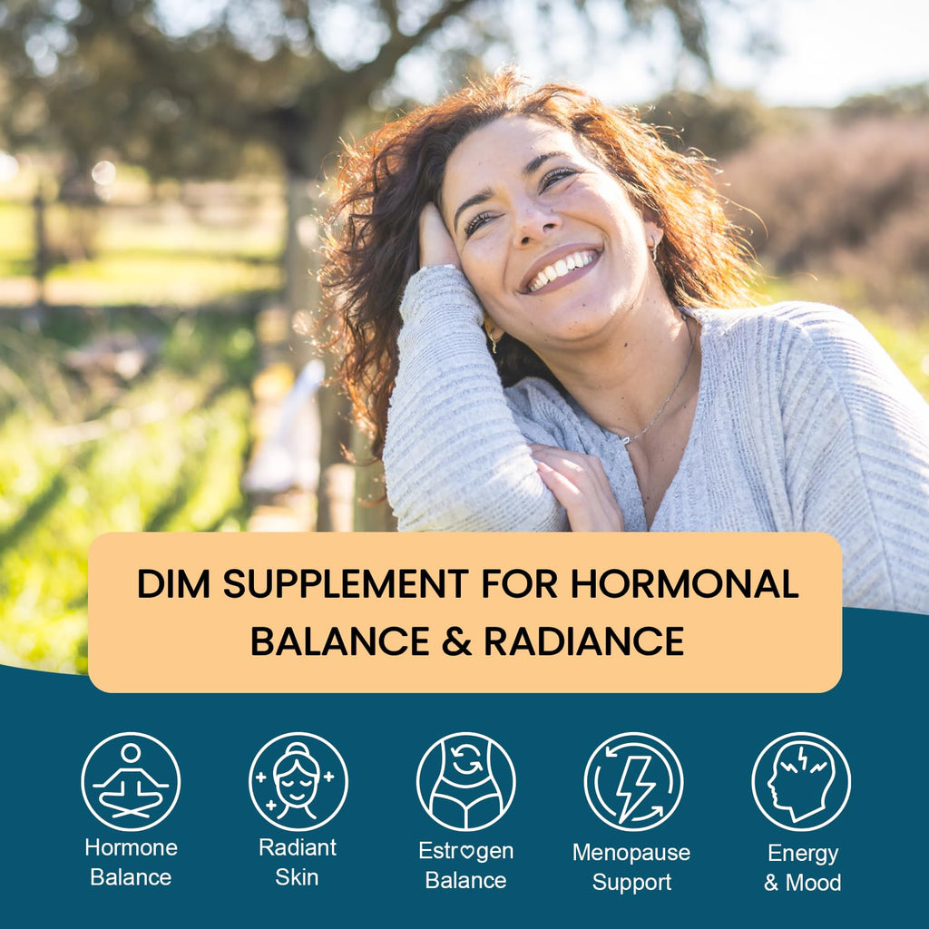 DIM 500MG Supplement Ultra Formula - Hormone Metabolism & Estrogen Balance Support for Women & Men - Diindolylmethane with Black