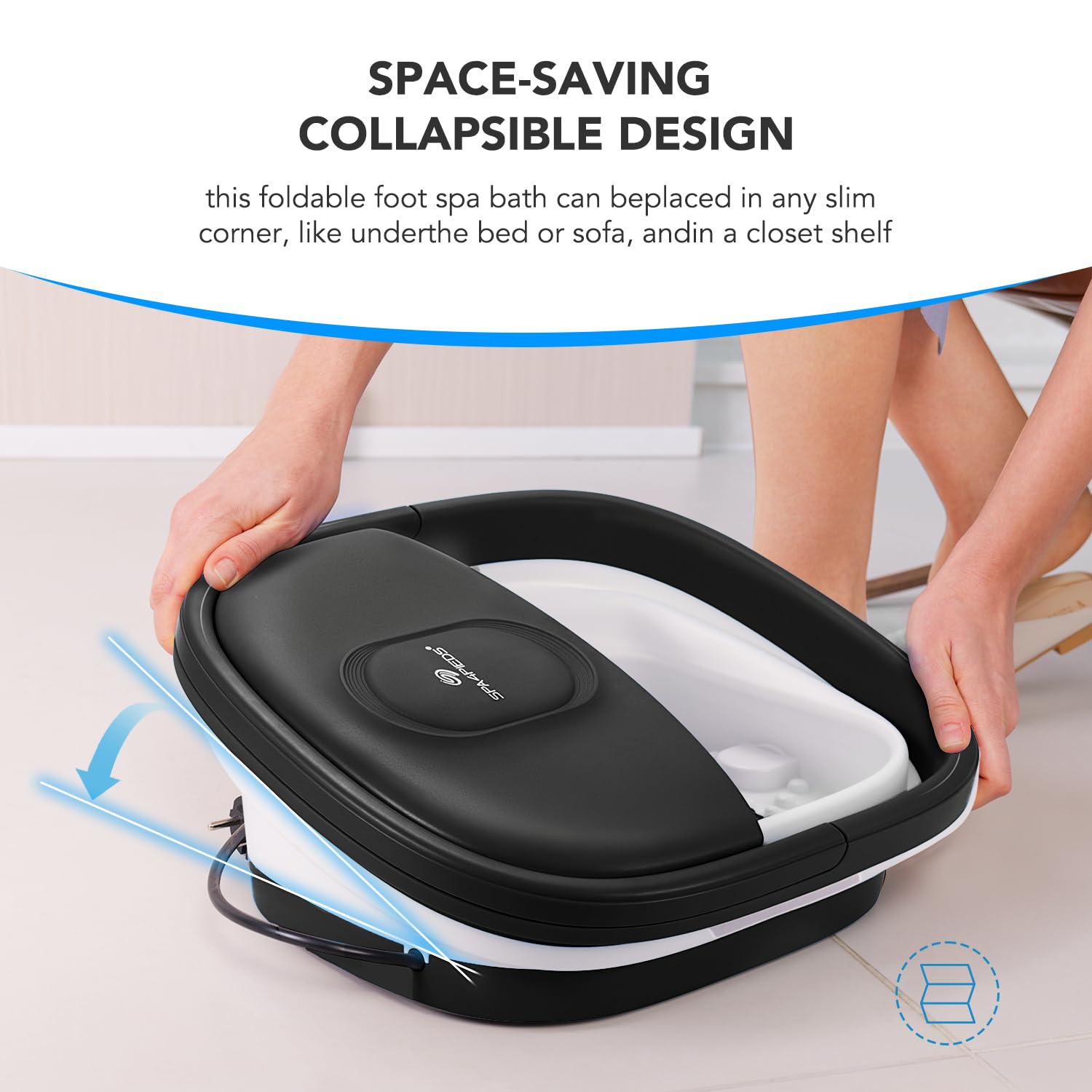SPA4PIEDS 2025 Collapsible Foot Spa Bath with Massage Roller and Jets, Red Light, Pedicure Tool, Feet Soaking Tub for Stress Rel
