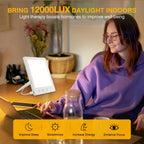 GQP Light Therapy Lamp and Red Light Therapy for Face, 660nm RL and 12000 Lux Bright White, UV-Free Sun Lamp, Detachable Stand,