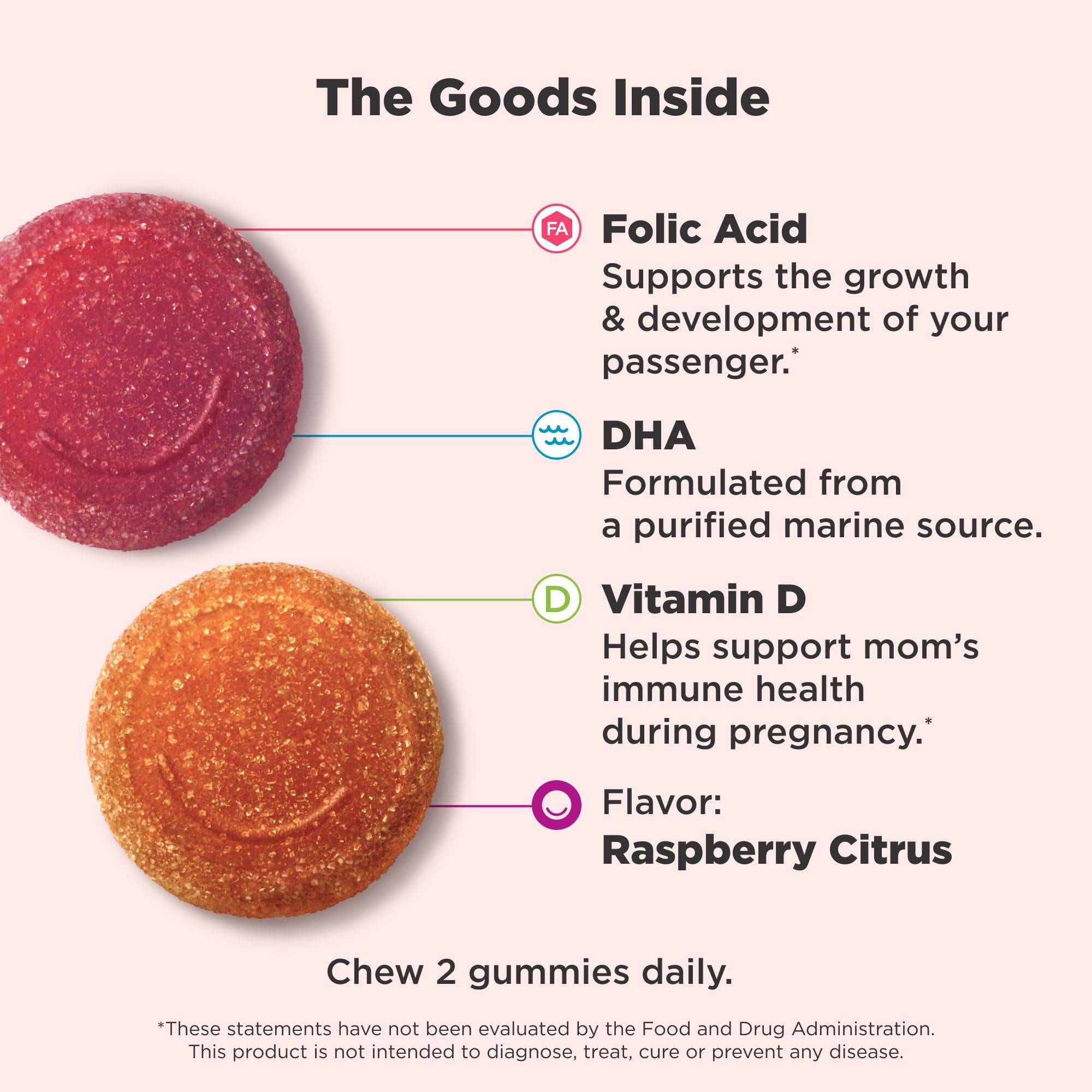 Olly The Essential Prenatal Gummy Multivitamin, 30 Day Supply ( Gummies), Sweet, Folic Acid, Vitamin D, Omega 3 DHA, Chewable Su