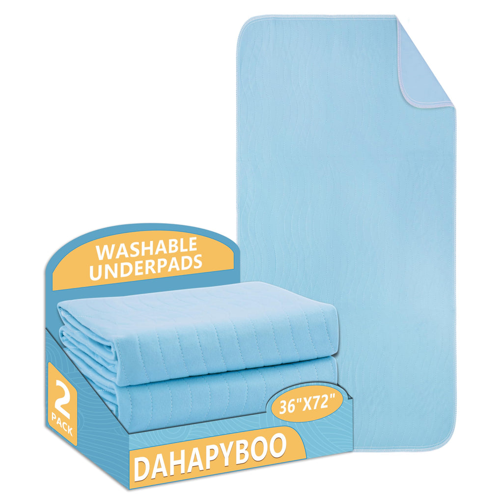 DAHAPYBOO Washable Underpads, 36x72 2 Pack Incontinence Bed Pads, Heavy Absorbency Reusable for Elderly, Kids, Adults and Pets, 
