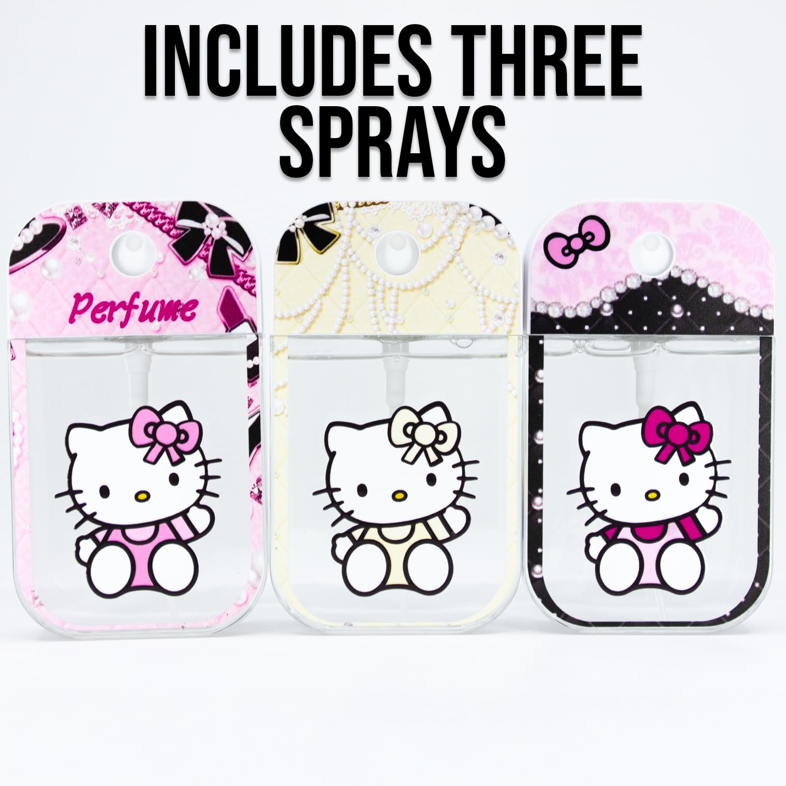 Glam Lux 79 Bundle Glam Hello Kitty Set of 3 Hydrating Deodorizing Antibacterial Hand Sanitizer Spray Mist Non-Drying Compact Tr