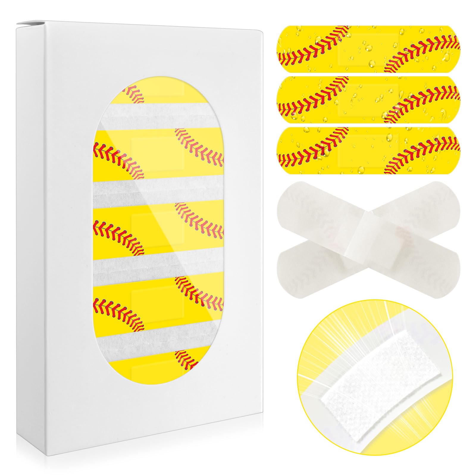 120 Pcs Softball First Aid Waterproof Bandages for Kids Adults, Fabric Adhesive Finger Bandages Travel Bandaids for Family, Fun 