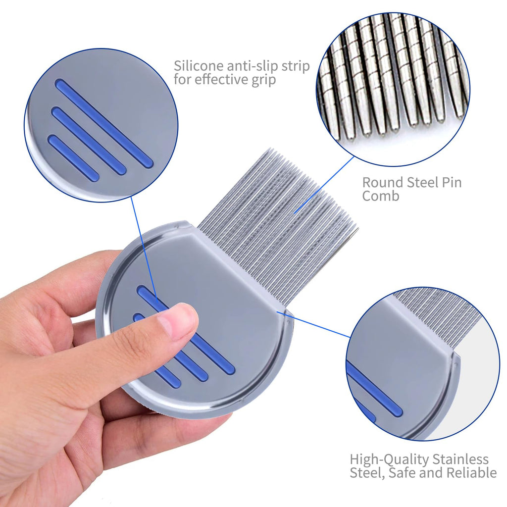 LABOTA 9 Pcs Lice Combs, Flea Combs, Hair Comb Double Sided Fine Tooth Combs, Removal Dandruff Comb with Metal Teeth, Stainless