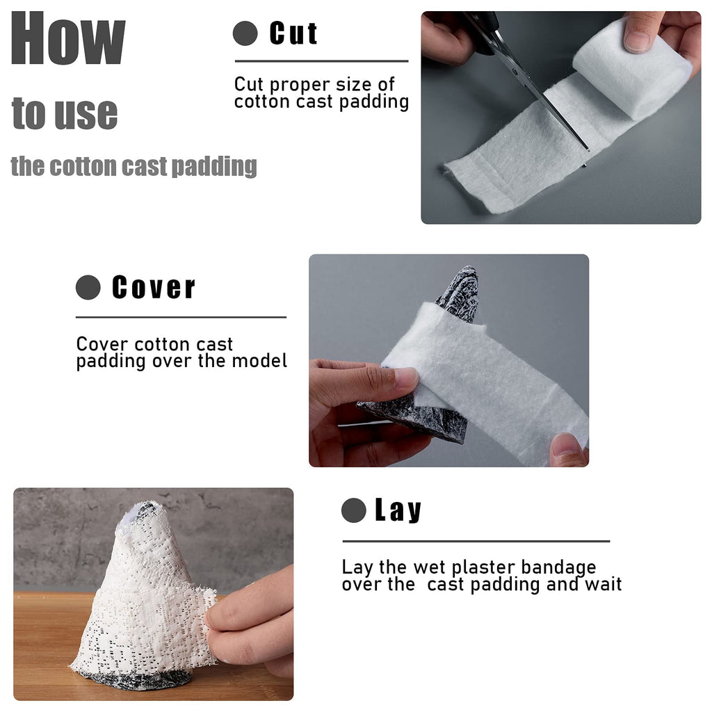 Nuanchu 12 Rolls Cast Padding Individual Pack Soft Cotton Undercast Padding Wrap Use with Plaster Cloth Gauze Bandage for Hallow