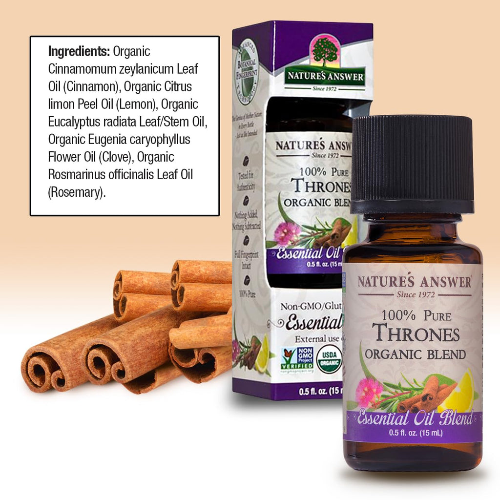 Natures Answer 100% Pure Organic Essential Oil Blend, 0.5-Ounce, Thrones Essential