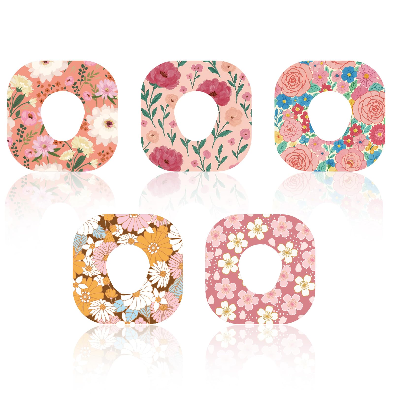 25pcs Adhesive Patches for Dexcom G7, Breathable CGM Over Patches Sensor Monitor Covers with Holes Waterproof Flower Adhesive Ta
