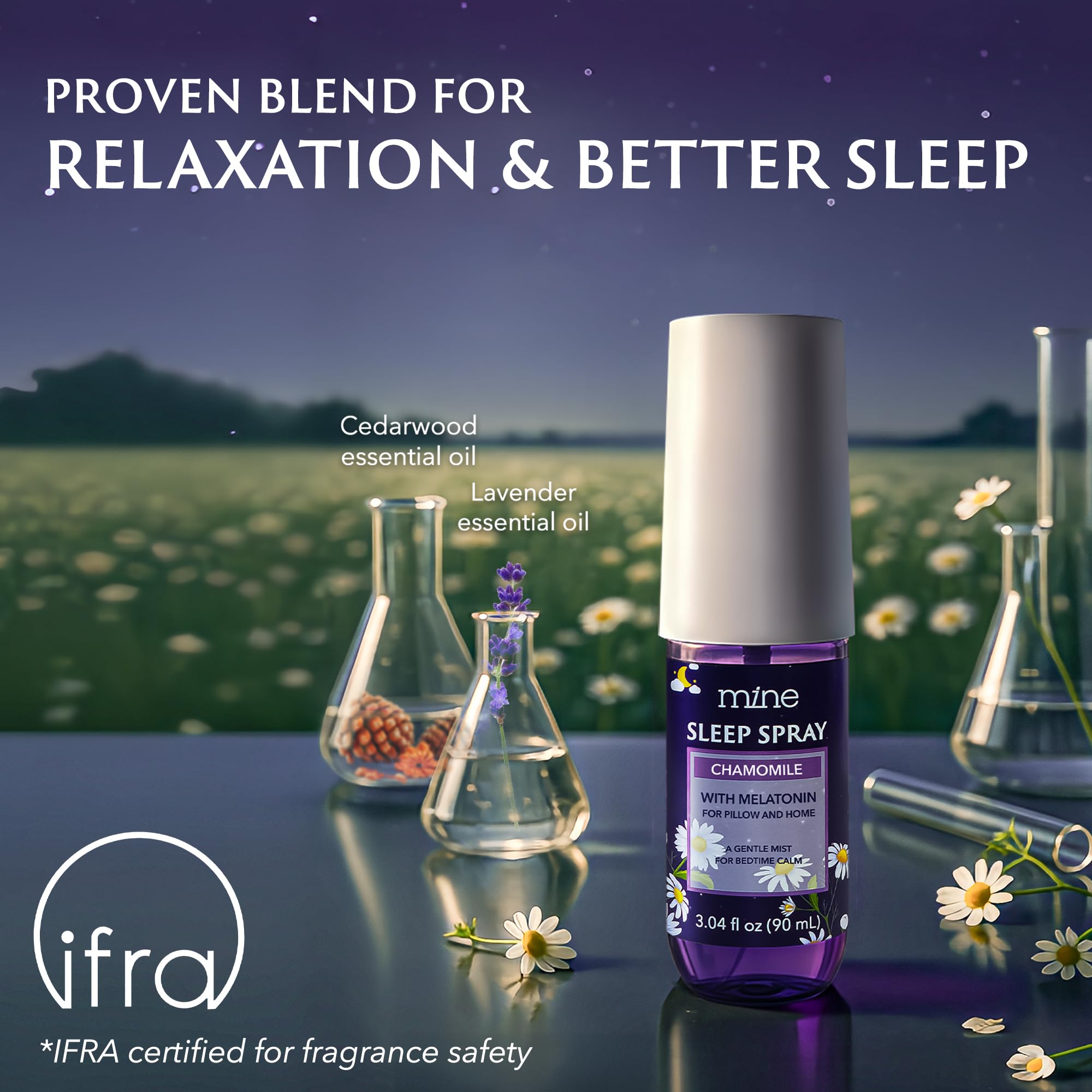 Chamomile Inspired Sleep Spray with Melatonin - Valentines Day Gifts for Teen Girls and Women - Natural Pillow Mist for Relaxing