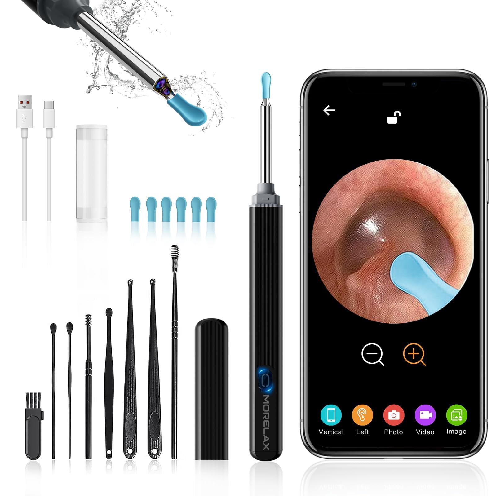 Ear Wax Removal,Ear Wax Cleaner with Camera,Earwax Removal Tool, with 8 Ears, Earwax Cleaning kit 1080P HD Otoscope - Ear Camera