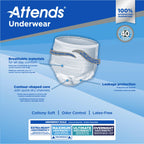 Attends Adult Absorbent Underwear, X-Large [56 Count] - Maximum Absorbency for Men and Women - Disposable Pull-On Diapers with T
