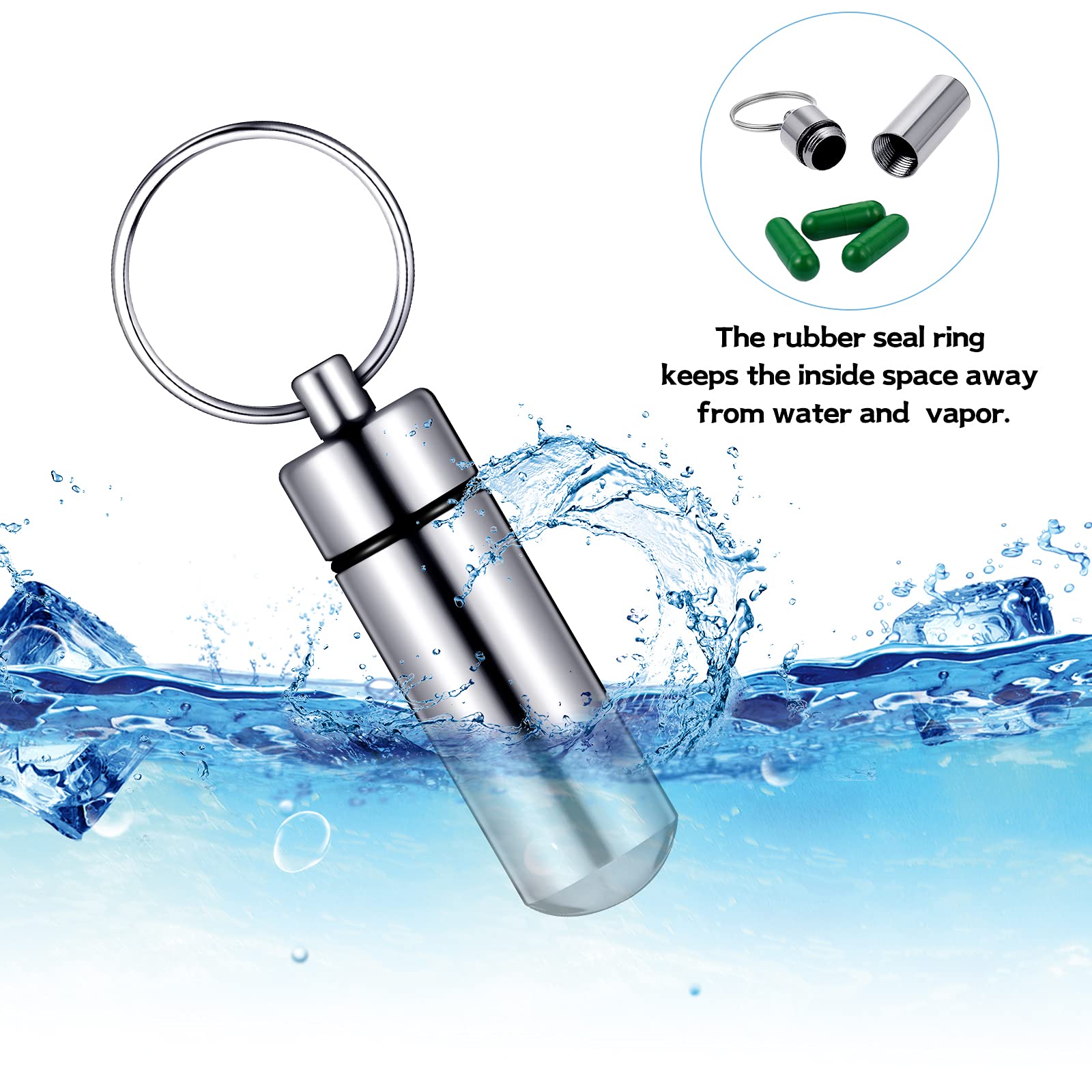 Patelai 12 Pieces Portable Pill Case Container Mini First Aid Keychain Pill Holder Waterproof Aluminum Medicine Bottle for Medic