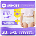 SUNKISS Ultra Thin Incontinence Underwear for Women, High Absorbency & Super Soft Postpartum Diapers, Disposable Adult Pull Ups,