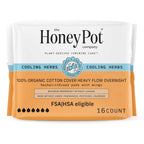 The Honey Pot Company - Herbal Sanitary Pads for Women - Heavy Flow Overnight w/Wings - Infused w/Essential Oils for Cooling Eff